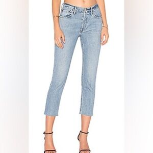 Redone | Relaxed Crop in Ultra Light Button Fly Jeans Size 29